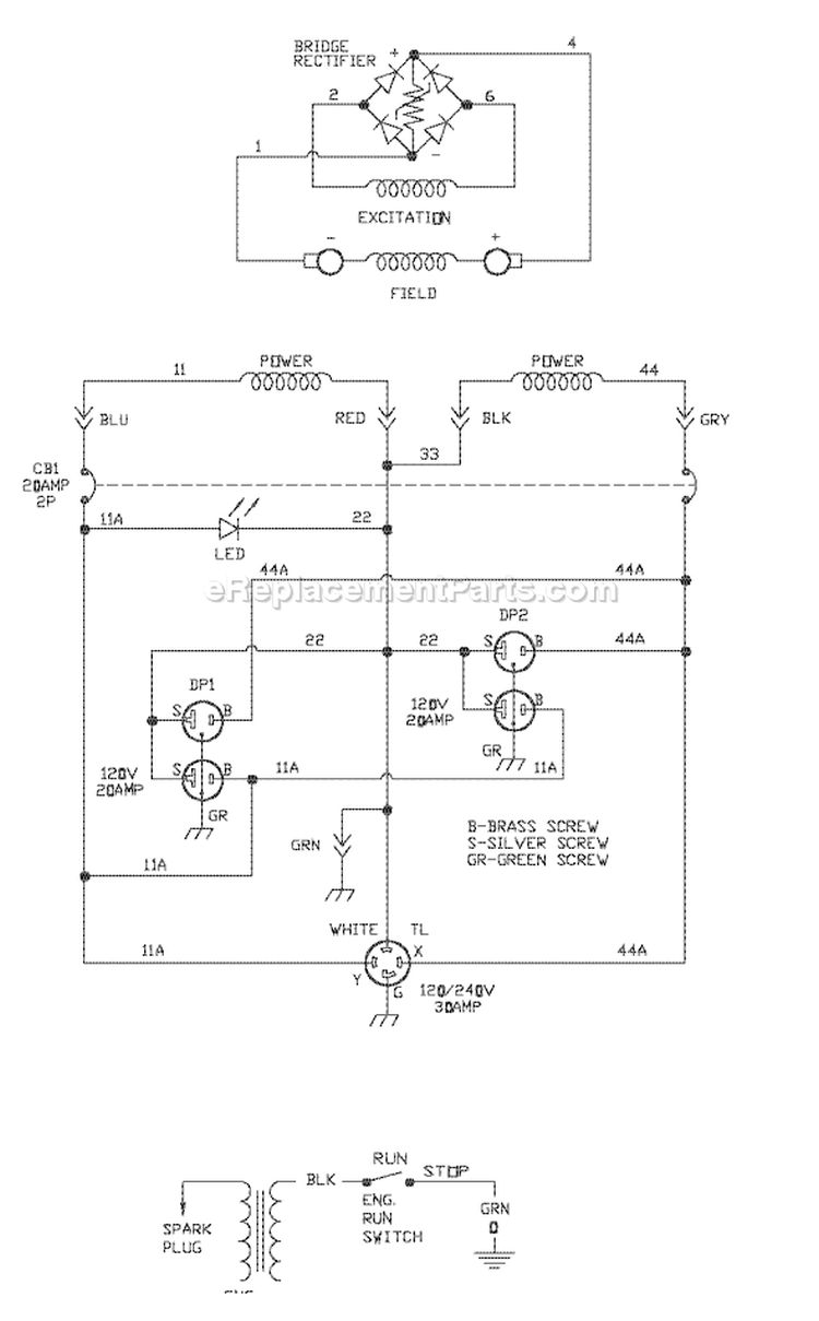 Page E Diagram and Parts List for 030361-0  Briggs and Stratton Generator